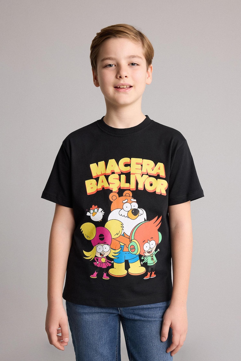 Young Boys - Teen Boys Black New Regular Fit Short Sleeve T-Shirt