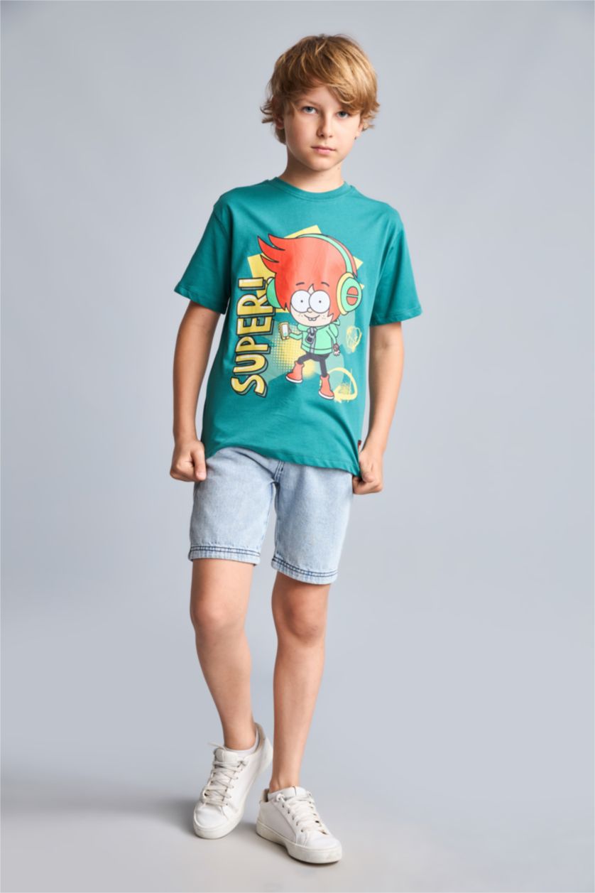Erkek Çocuk - Genç Erkek Koyu Yeşil %100 Pamuk Super 1 Takım Tişört Erkek Çocuk