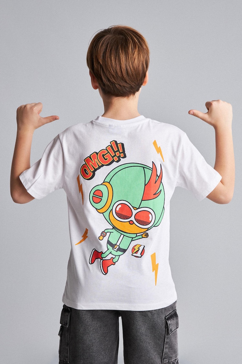 Young Boys - Teen Boys White Boy 100% Cotton Super 1 Set New Regular Fit T-Shirt