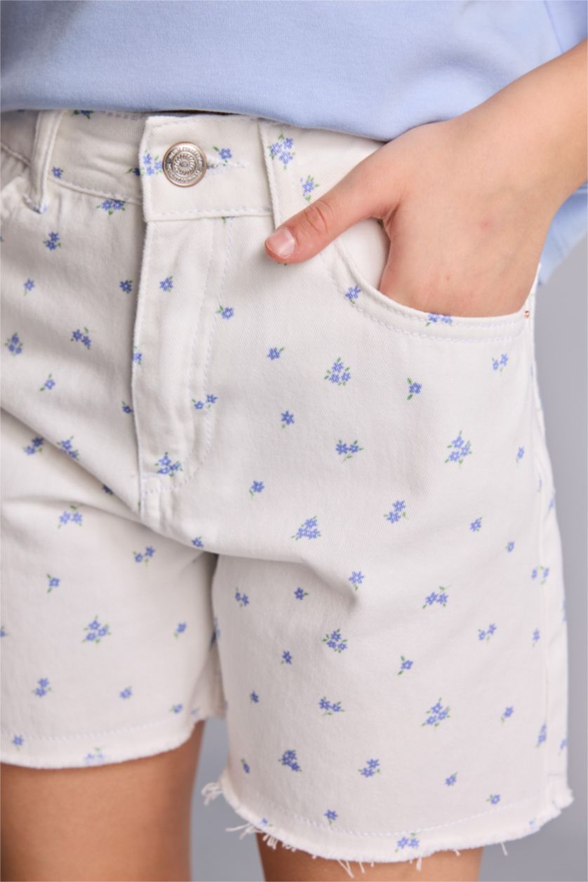 FILLES Écru Short en gabardine pour fille