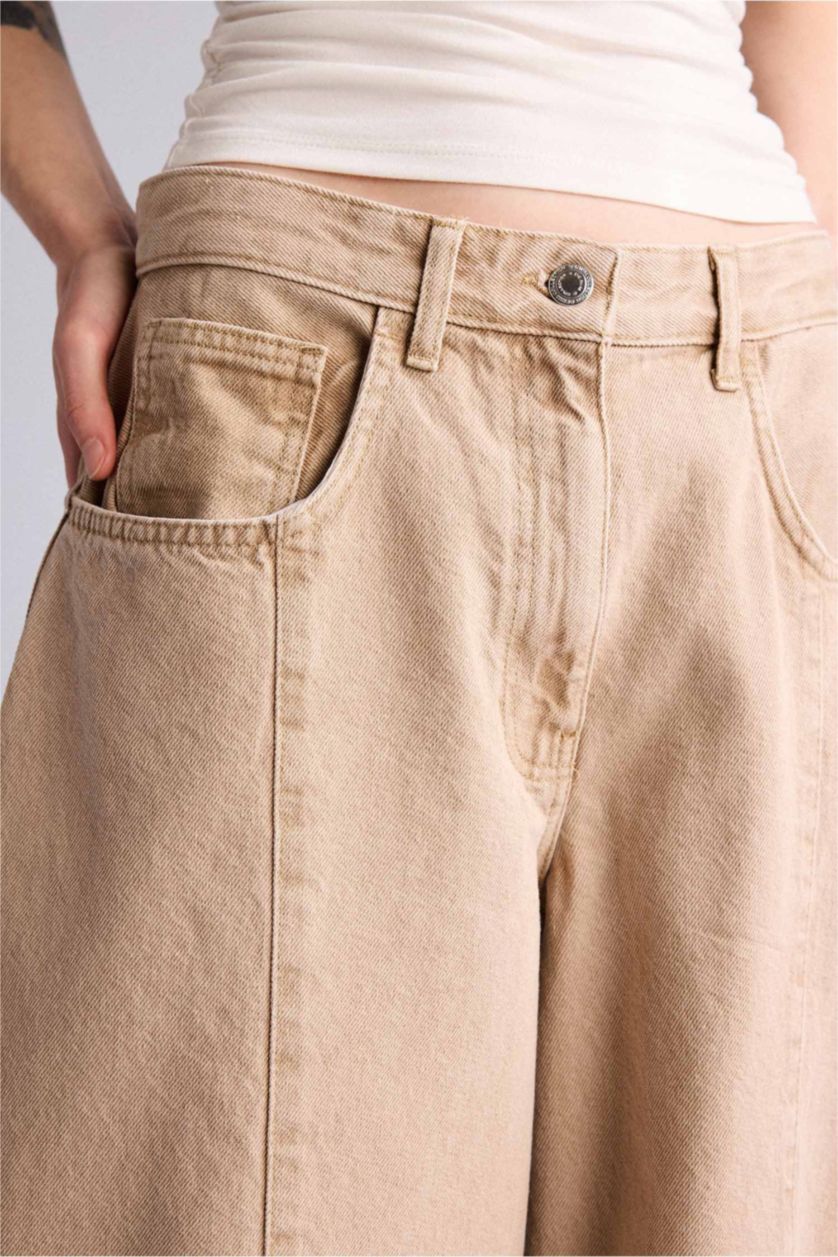 Kadın Taş Barrel Fit Yüksek bel Pantolon