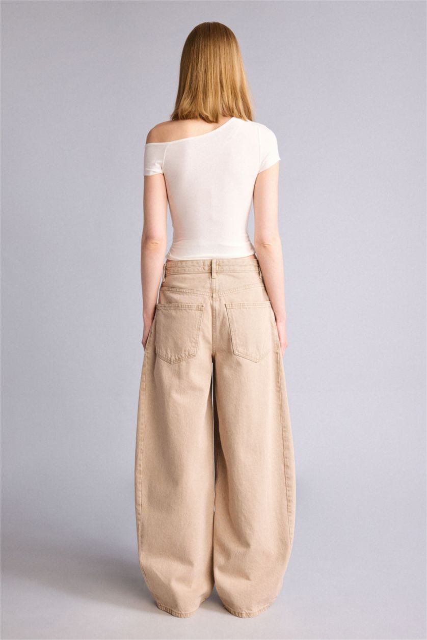 Kadın Taş Barrel Fit Yüksek bel Pantolon