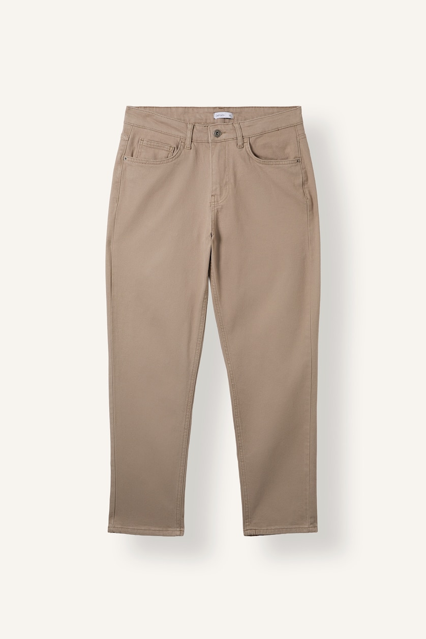 Erkek Açık Kahve Tapered Fit Normal Bel Pantolon
