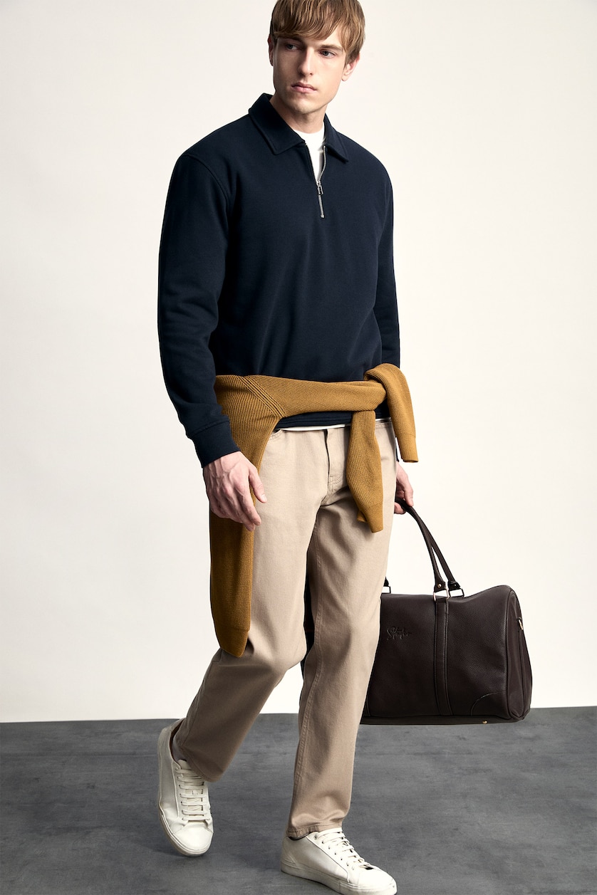 HOMME Marron Clair Pantalon taille normale avec poches Coupe tapered