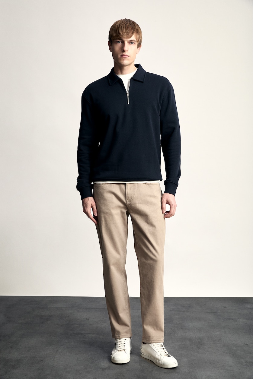 HOMME Marron Clair Pantalon taille normale avec poches Coupe tapered