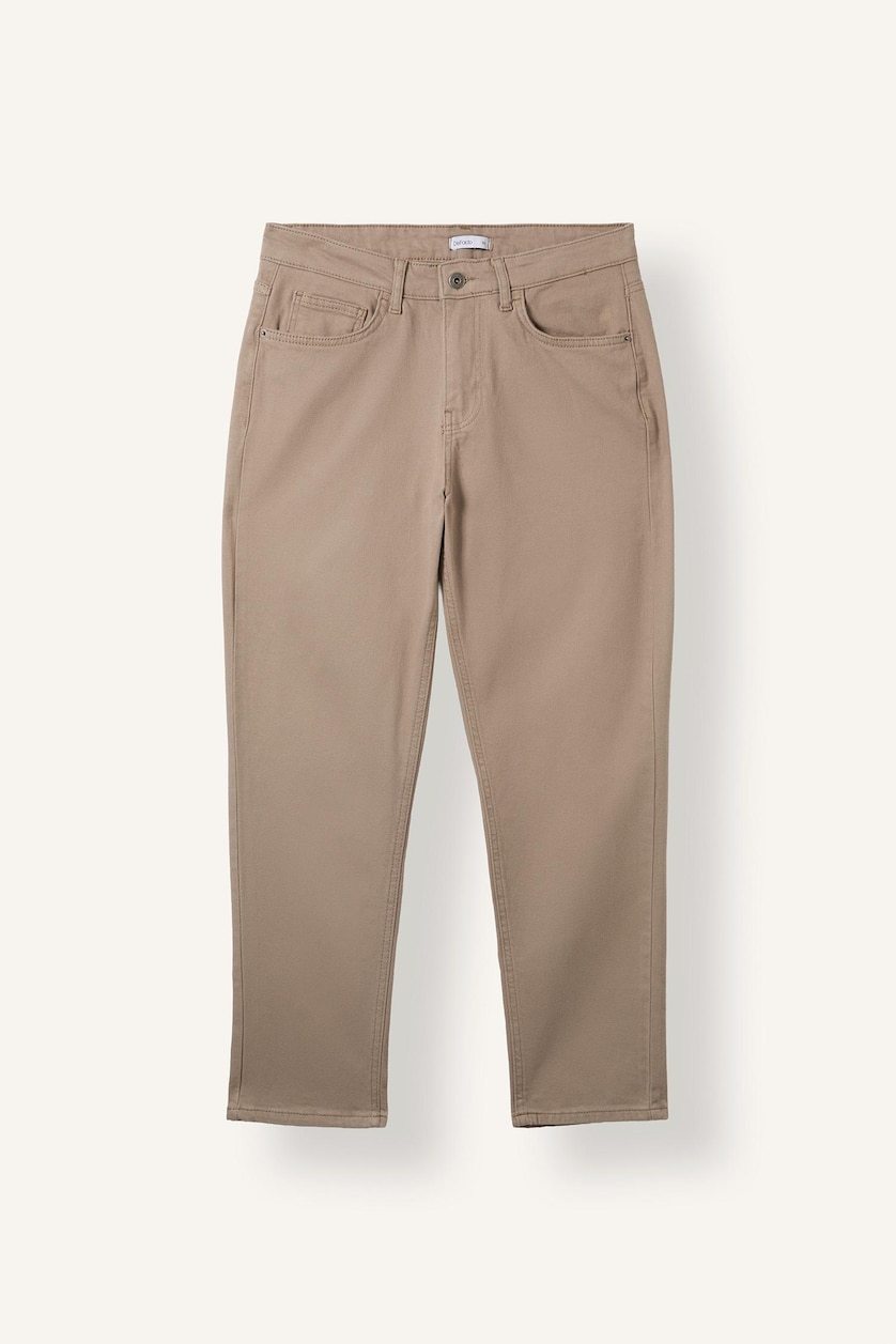 MAN Light Brown Tapered Fit Regular Waist Trousers