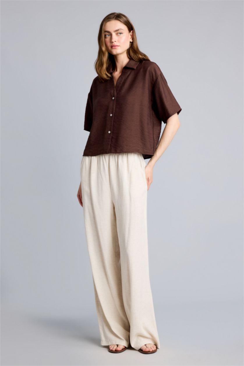 Women Brown Regular Fit Short Sleeve Shirt