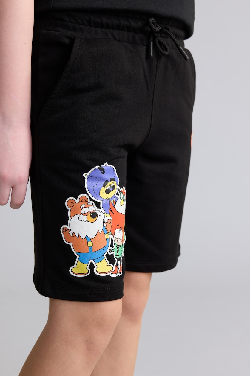 Young Boys - Teen Boys Black Boy Oversize Fit Elastic Band Shorts