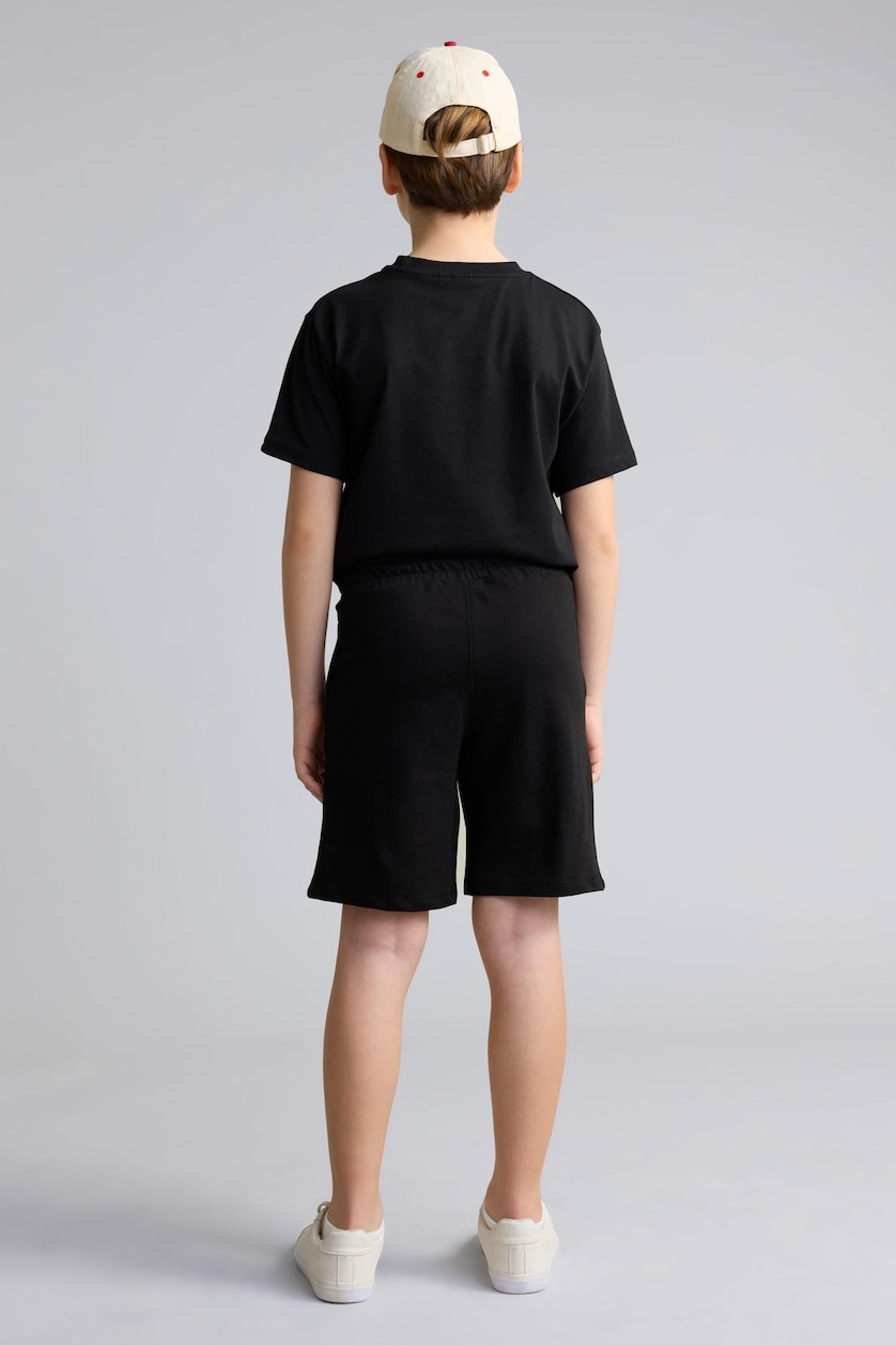 Young Boys - Teen Boys Black Boy Oversize Fit Elastic Band Shorts