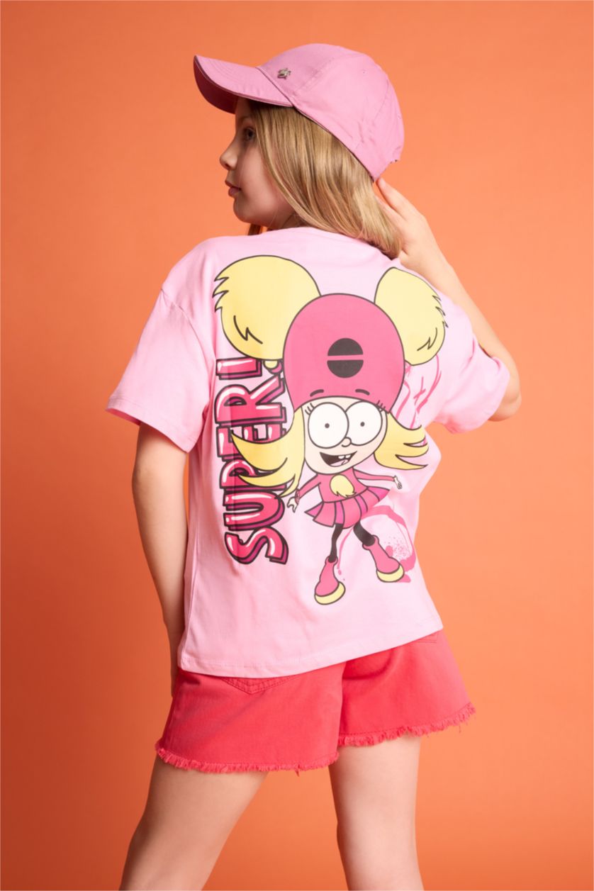 Young Girls - Teen Girls Pink Oversize Fit Short Sleeve T-Shirt
