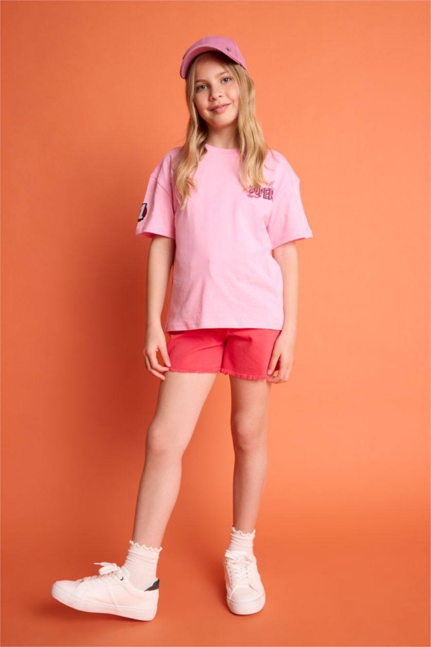 Young Girls - Teen Girls Pink Oversize Fit Short Sleeve T-Shirt