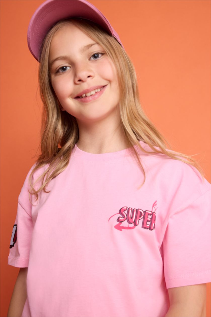 Young Girls - Teen Girls Pink Oversize Fit Short Sleeve T-Shirt