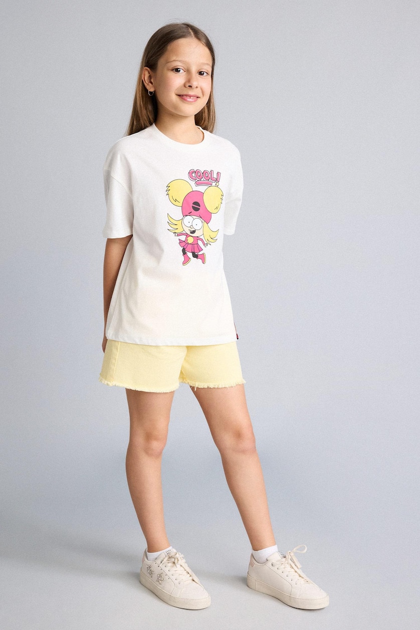 Young Girls - Teen Girls White Oversize Fit Short Sleeve T-Shirt