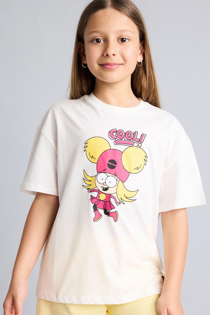 Young Girls - Teen Girls White Oversize Fit Short Sleeve T-Shirt