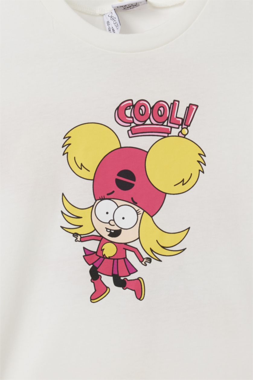 Kız Çocuk - Genç Kız Beyaz Super 1 Takım Oversize Tişört Kız Çocuk