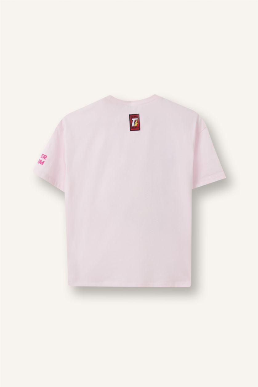 Kız Çocuk - Genç Kız Açık Pembe %100 Pamuk Super 1 Takım Lisanslı Tişört Kız Çocuk