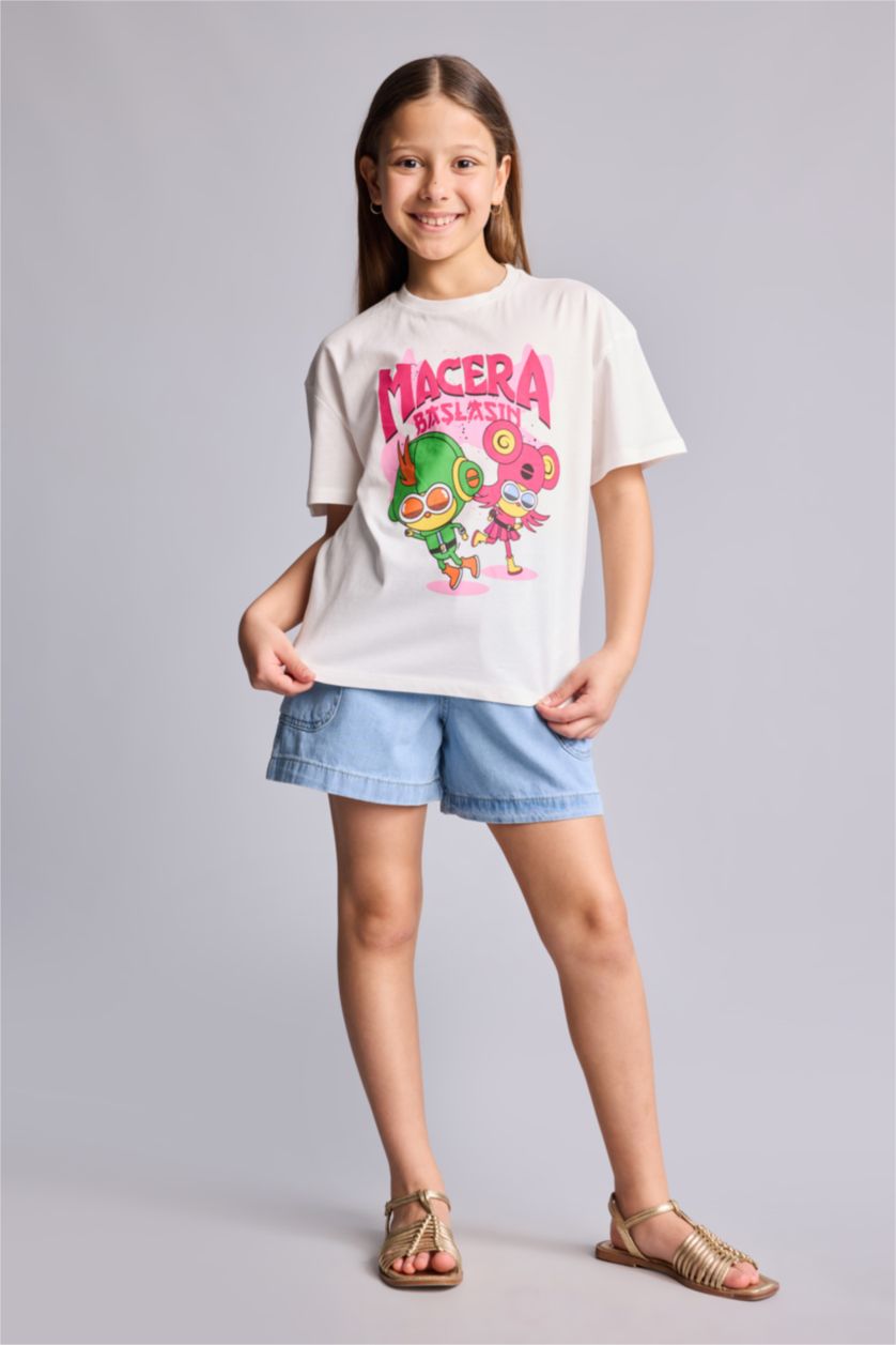 Young Girls - Teen Girls White Oversize Fit Short Sleeve T-Shirt