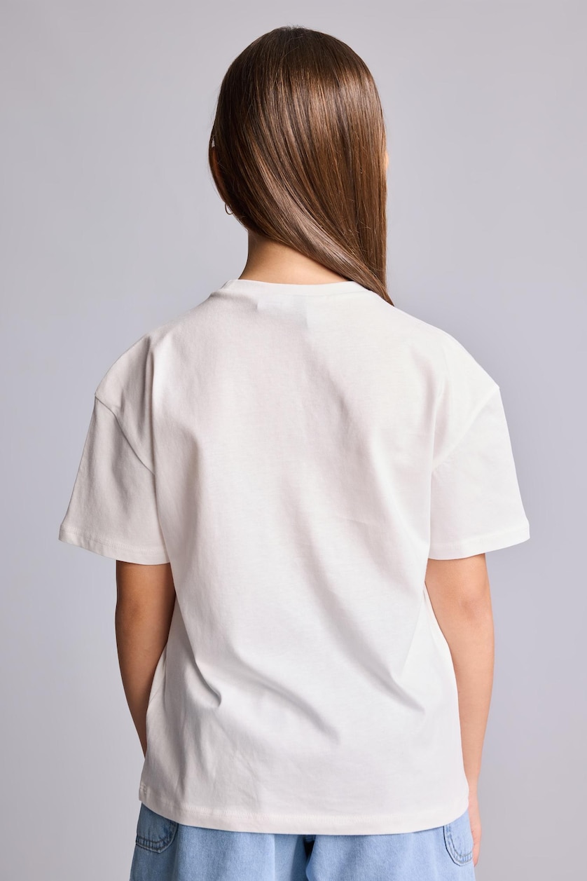 Young Girls - Teen Girls White Oversize Fit Short Sleeve T-Shirt