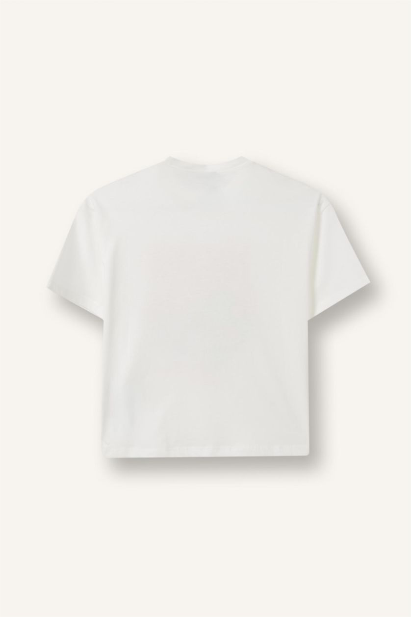 Kız Çocuk - Genç Kız Beyaz Super 1 Takım Oversize Tişört Kız Çocuk