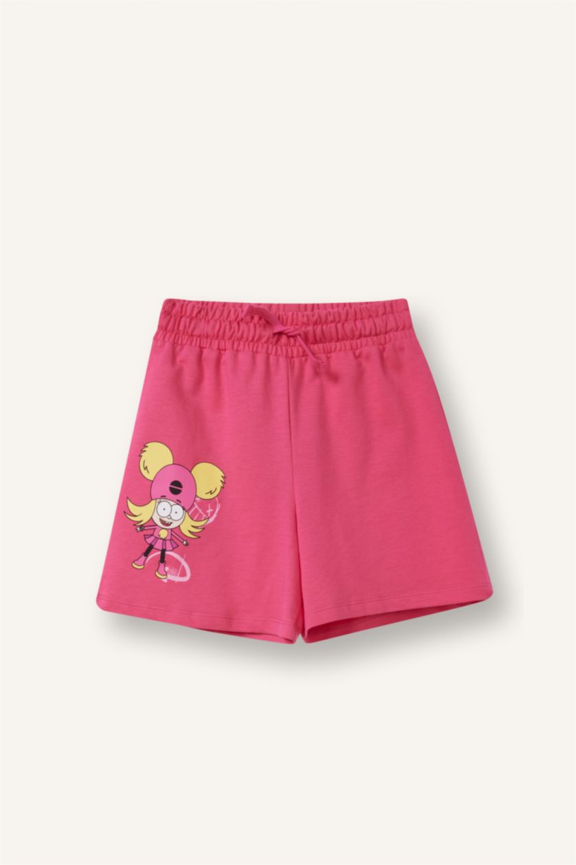 Young Girls - Teen Girls Pink Girl Super 1 Set Licensed Printed Pink Shorts