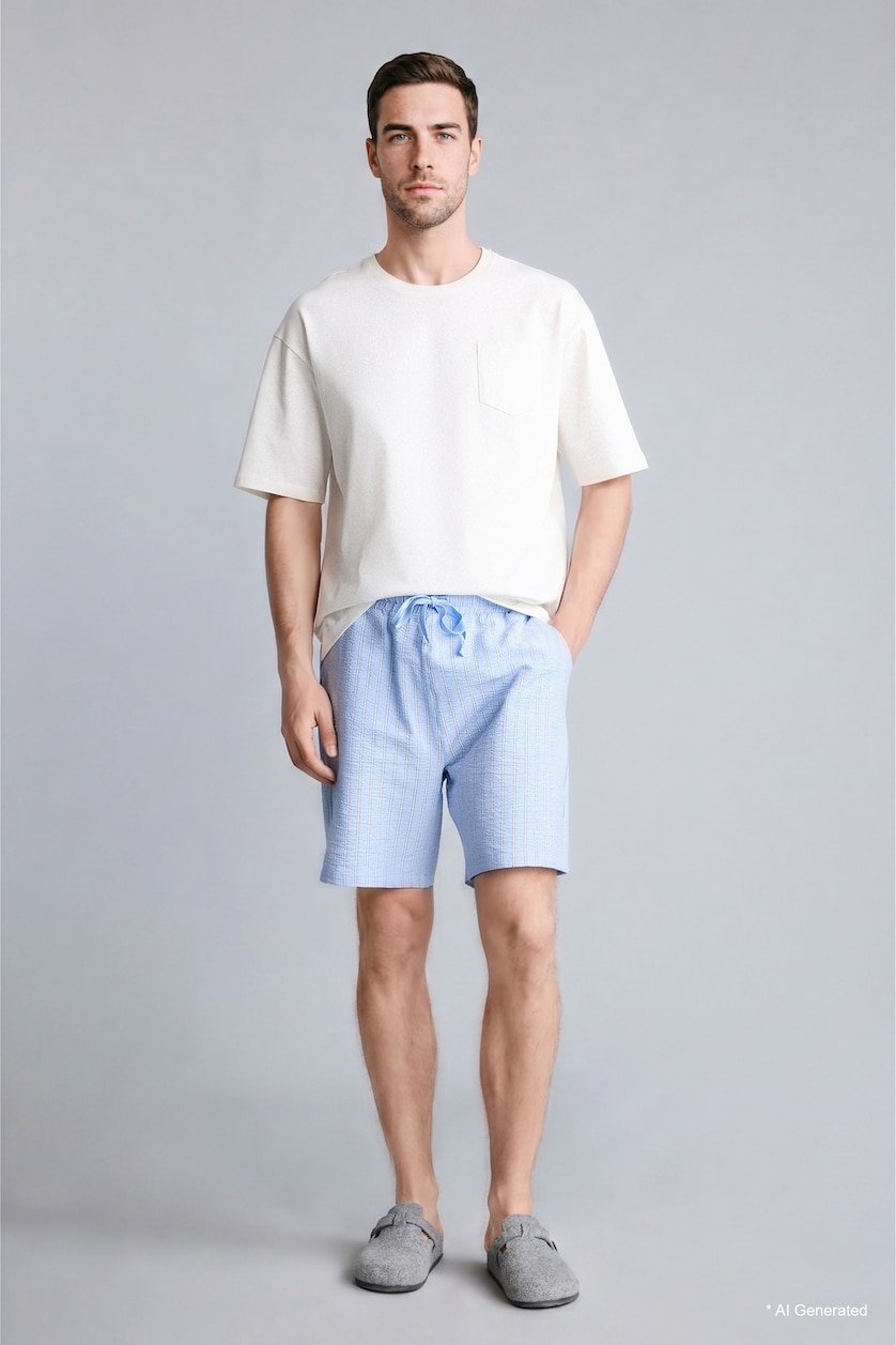 Men NAVY Crinkle 2 piece Set