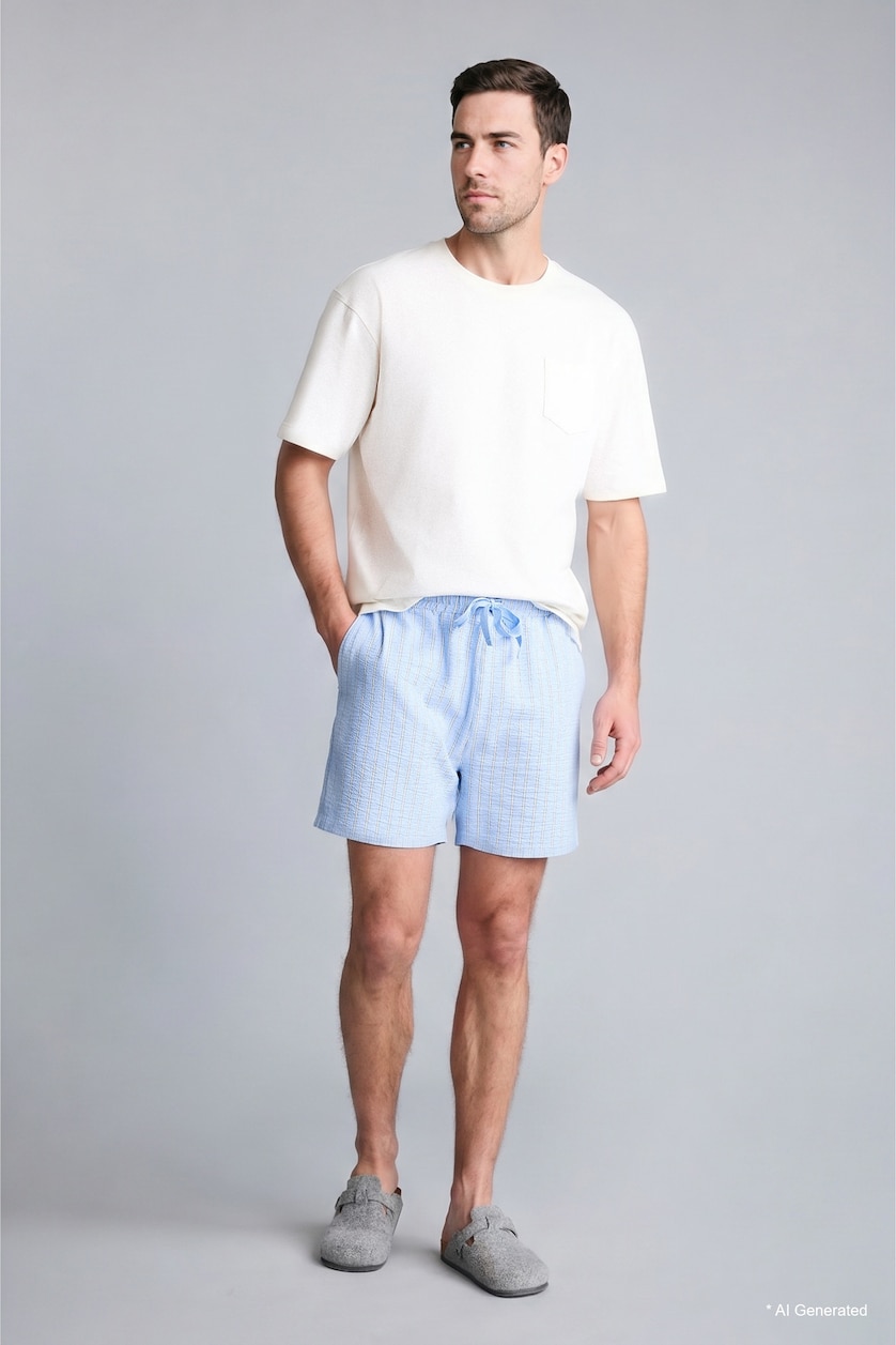 Men NAVY Crinkle 2 piece Set