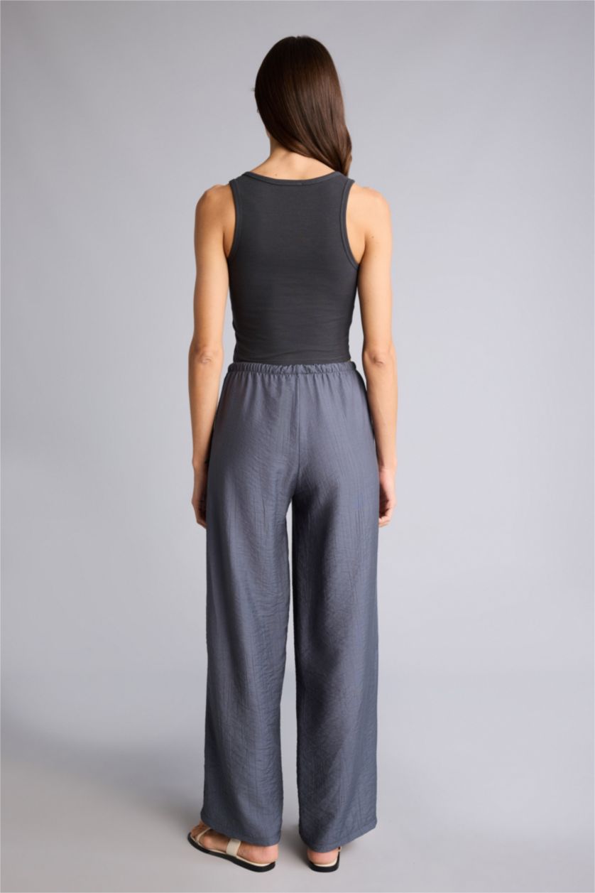 Kadın Antrasit Wıde Leg Yüksek Bel Pantolon
