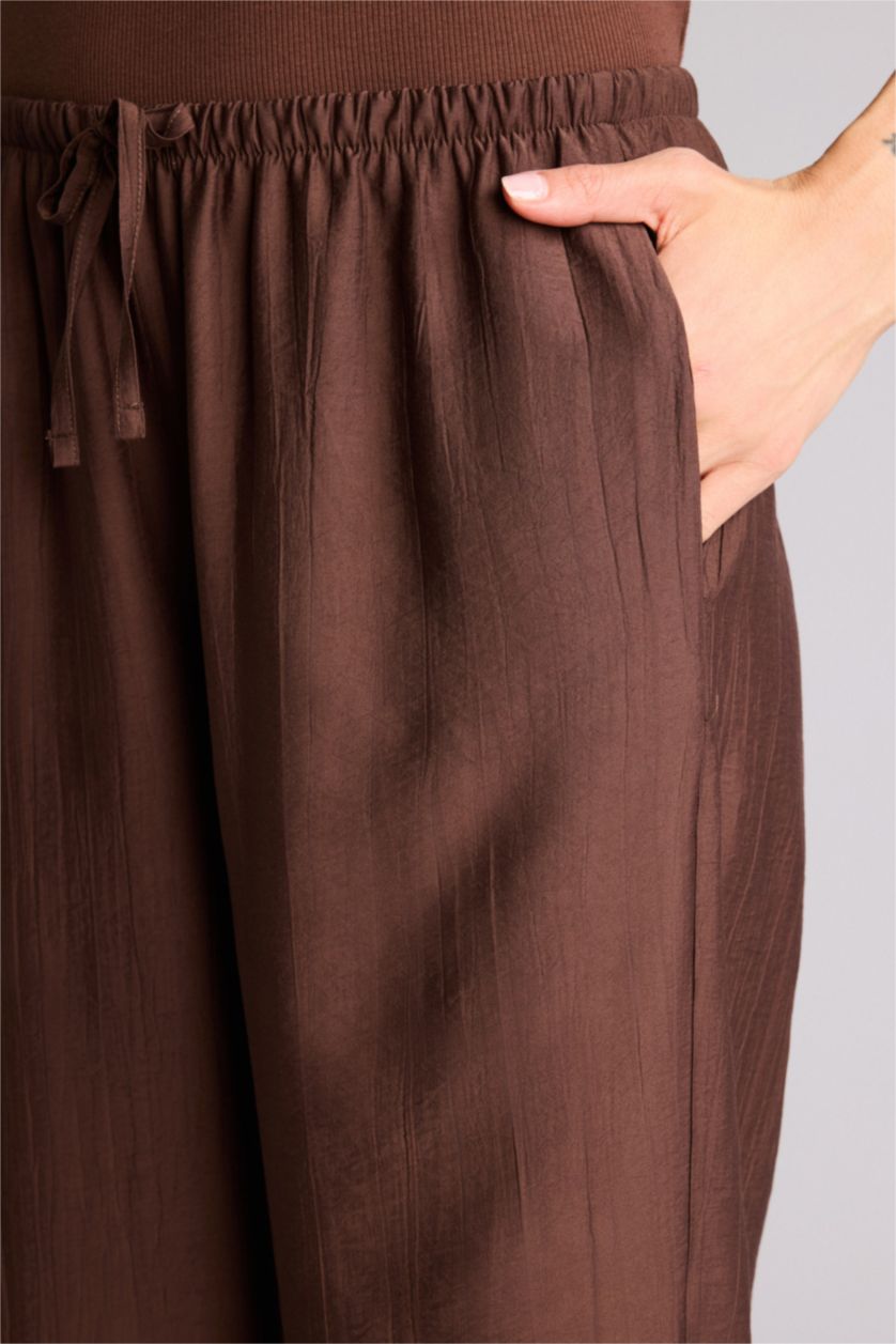 Kadın Kahve Wıde Leg Yüksek Bel Pantolon