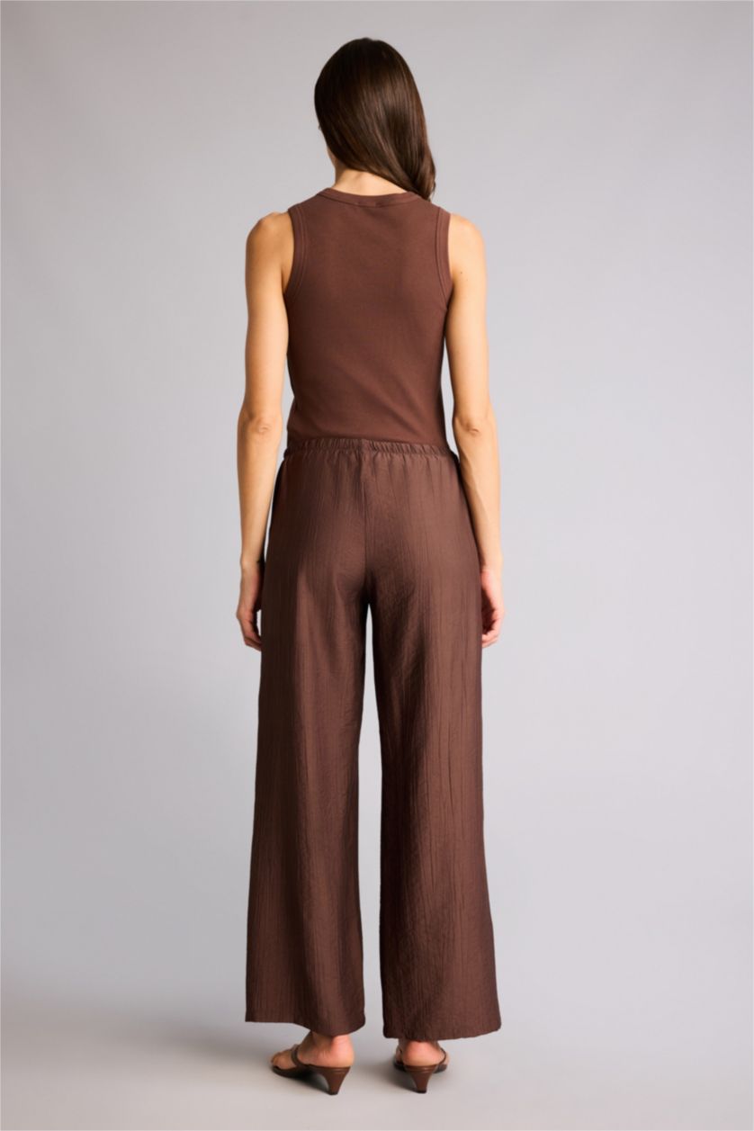 Kadın Kahve Wıde Leg Yüksek Bel Pantolon