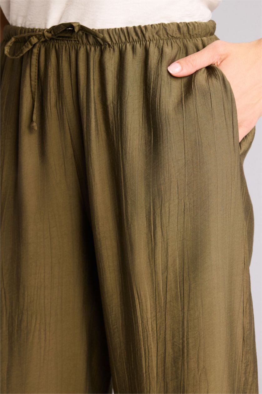 Kadın Haki Wıde Leg Yüksek Bel Pantolon