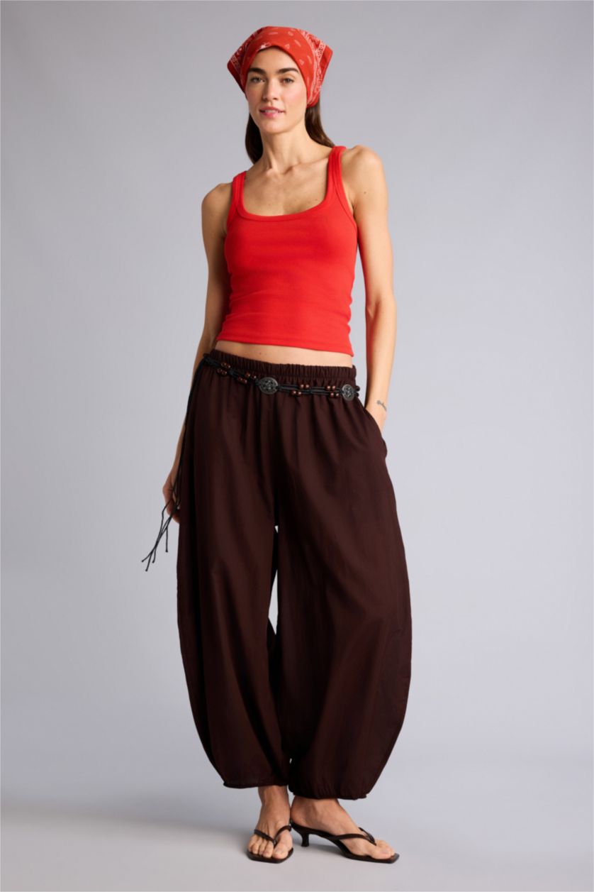 Kadın Koyu Kahve Yüksek Bel Balloon Fit Pantolon