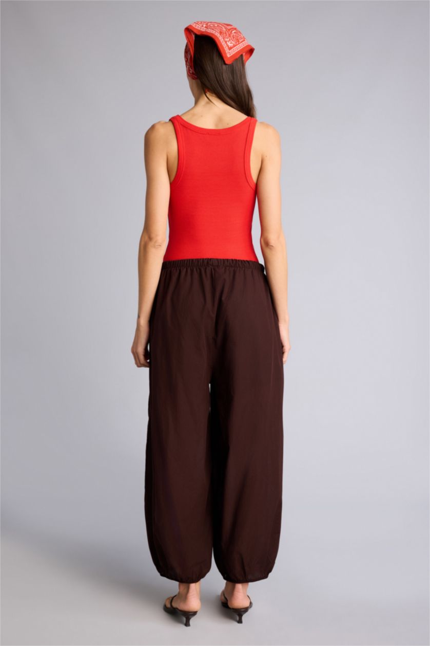 Kadın Koyu Kahve Yüksek Bel Balloon Fit Pantolon