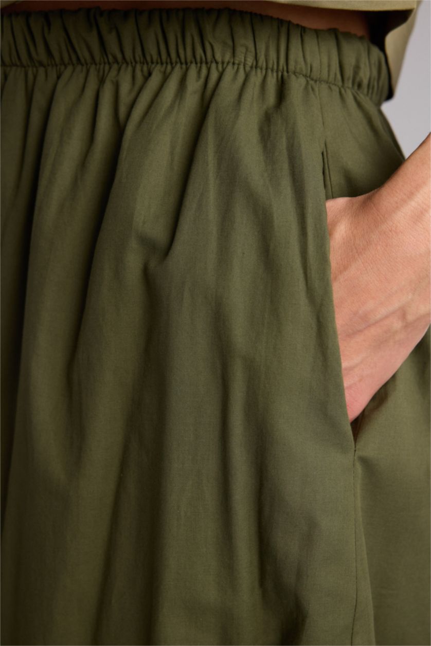 نساء كاكي بنطلون بالون فيت بخصر عالي