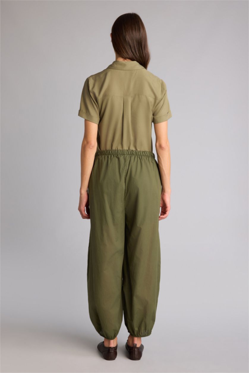 نساء كاكي بنطلون بالون فيت بخصر عالي