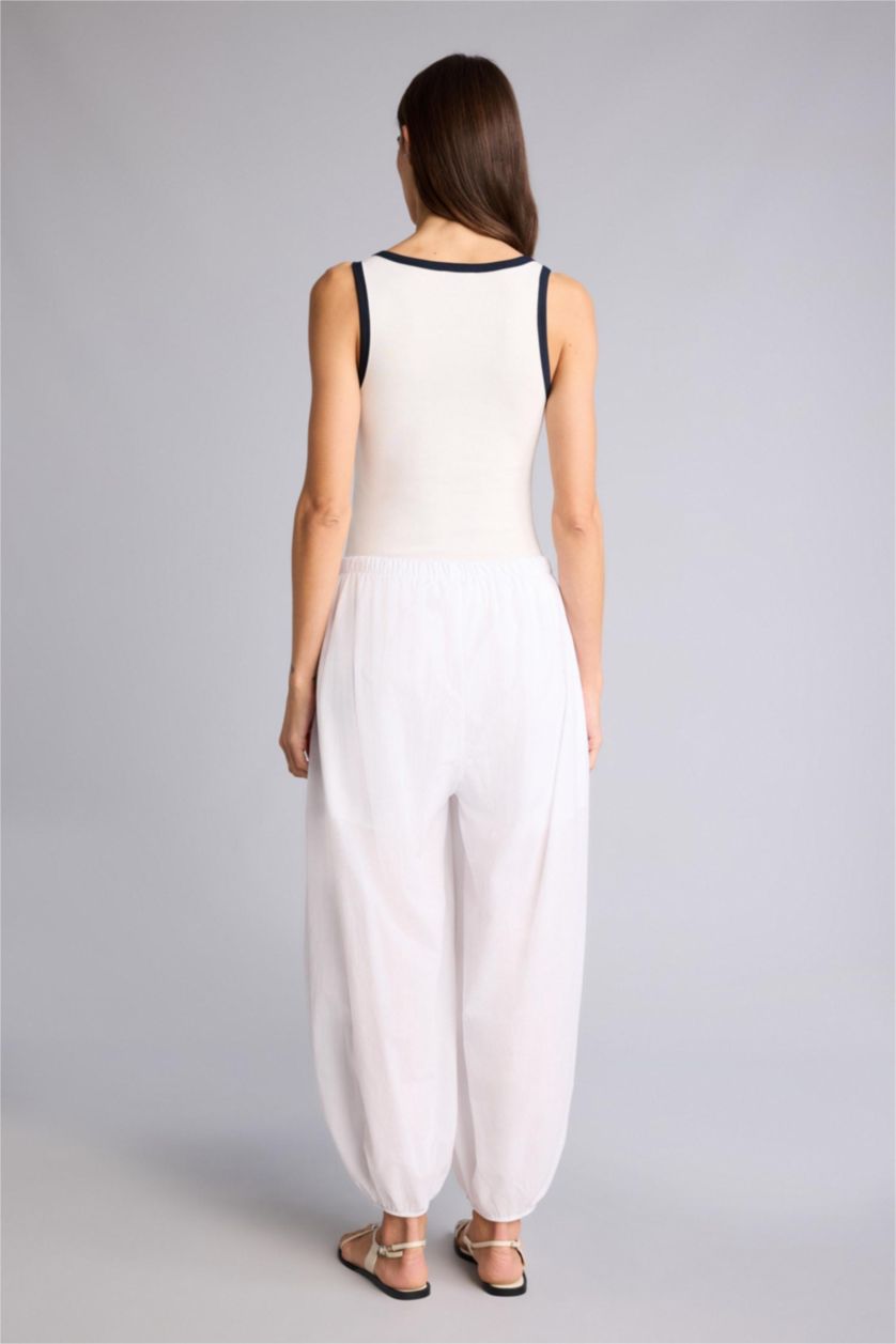 WOMAN White Balloon Fit Regular Hem With Pockets Voile Trousers