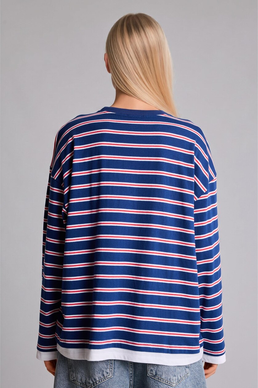 Женщины Синий Футболка Oversize