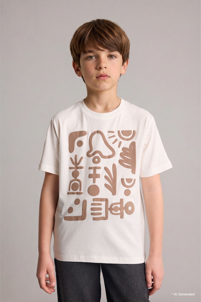 BOYS & TEENS White New Regular Fit Short Sleeve T-Shirt