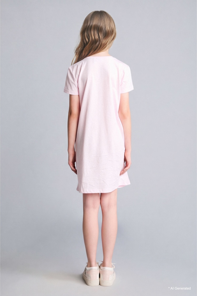 Young Girls - Teen Girls Light Pink Regular Fit Short Sleeve Dress
