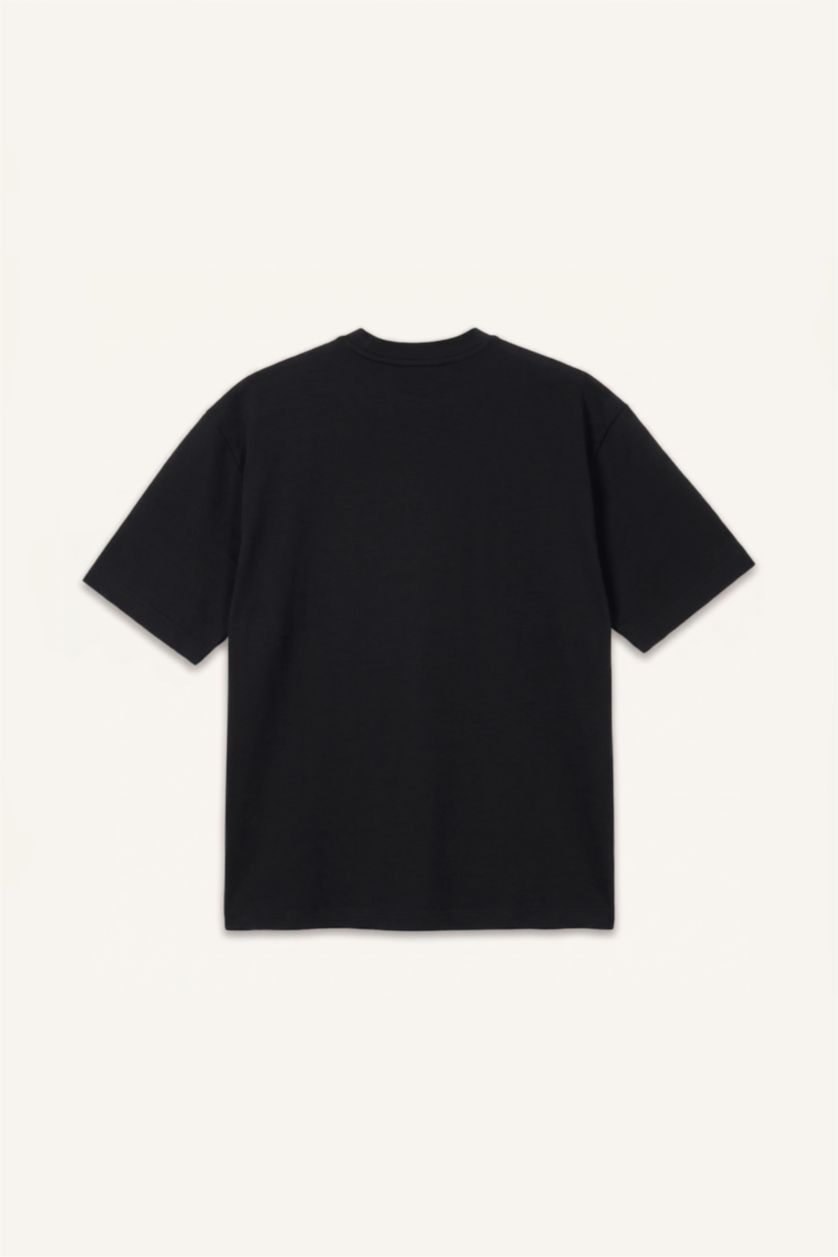 Men Black Boxy Fit Short Sleeve T-Shirt