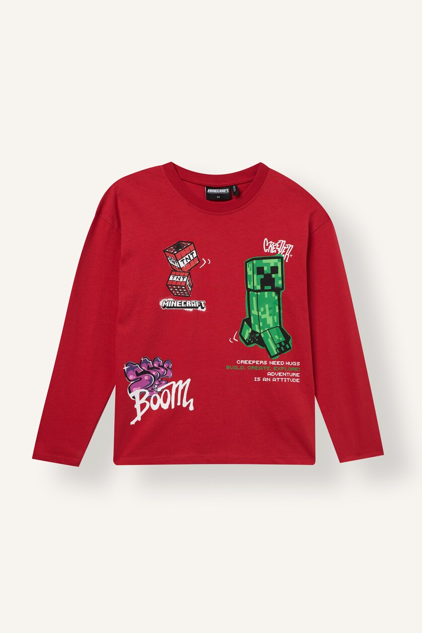 BOYS & TEENS Red Oversize Fit Long Sleeve T-Shirt