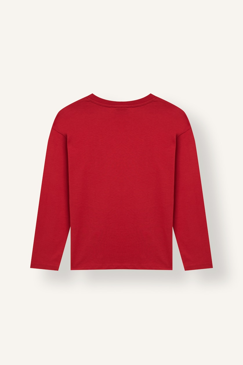 BOYS & TEENS Red Oversize Fit Long Sleeve T-Shirt