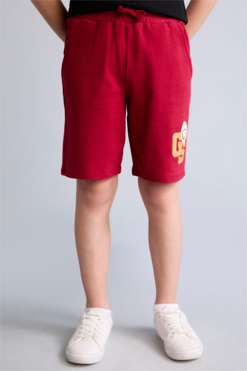 Erkek Çocuk - Genç Erkek Kırmızı Galatasaray Oversize Şort Erkek Çocuk