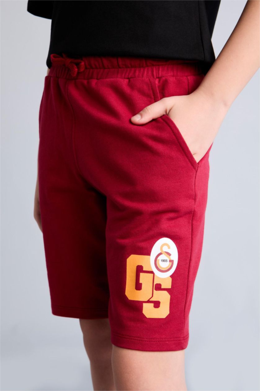 Erkek Çocuk - Genç Erkek Kırmızı Galatasaray Oversize Şort Erkek Çocuk