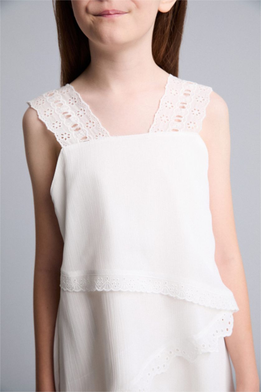 Young Girls - Teen Girls White Sleeveless Woven Dress