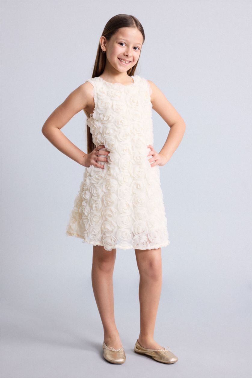 Young Girls - Teen Girls Ecru Sleeveless Woven Dress
