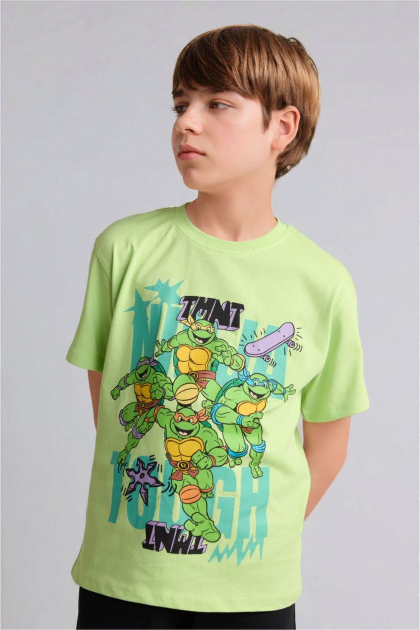 Young Boys - Teen Boys Light Green 2 piece Regular Fit Ninja Turtles Retro Classic Series Licensed Knitted Pyjamas