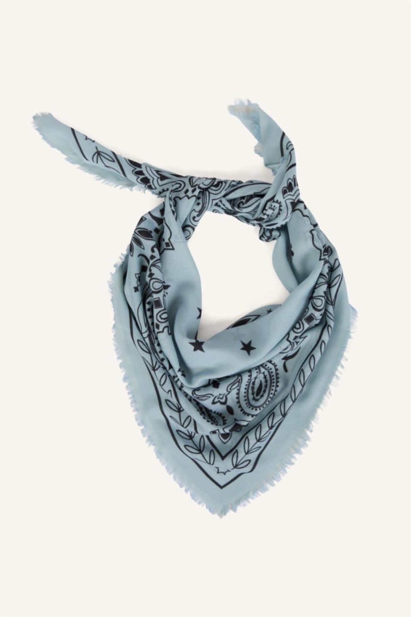 Kadın Mavi Kadın Desenli Şal