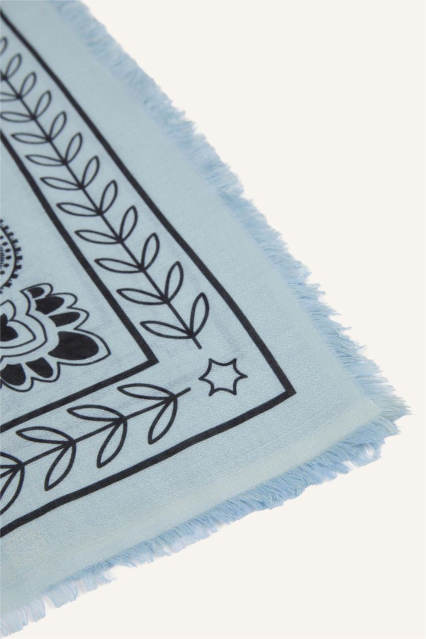 Kadın Mavi Kadın Desenli Şal