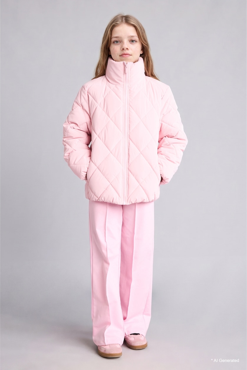 Girls & Teens Pink Girl Waterproof Stand Collar Puffer Jacket