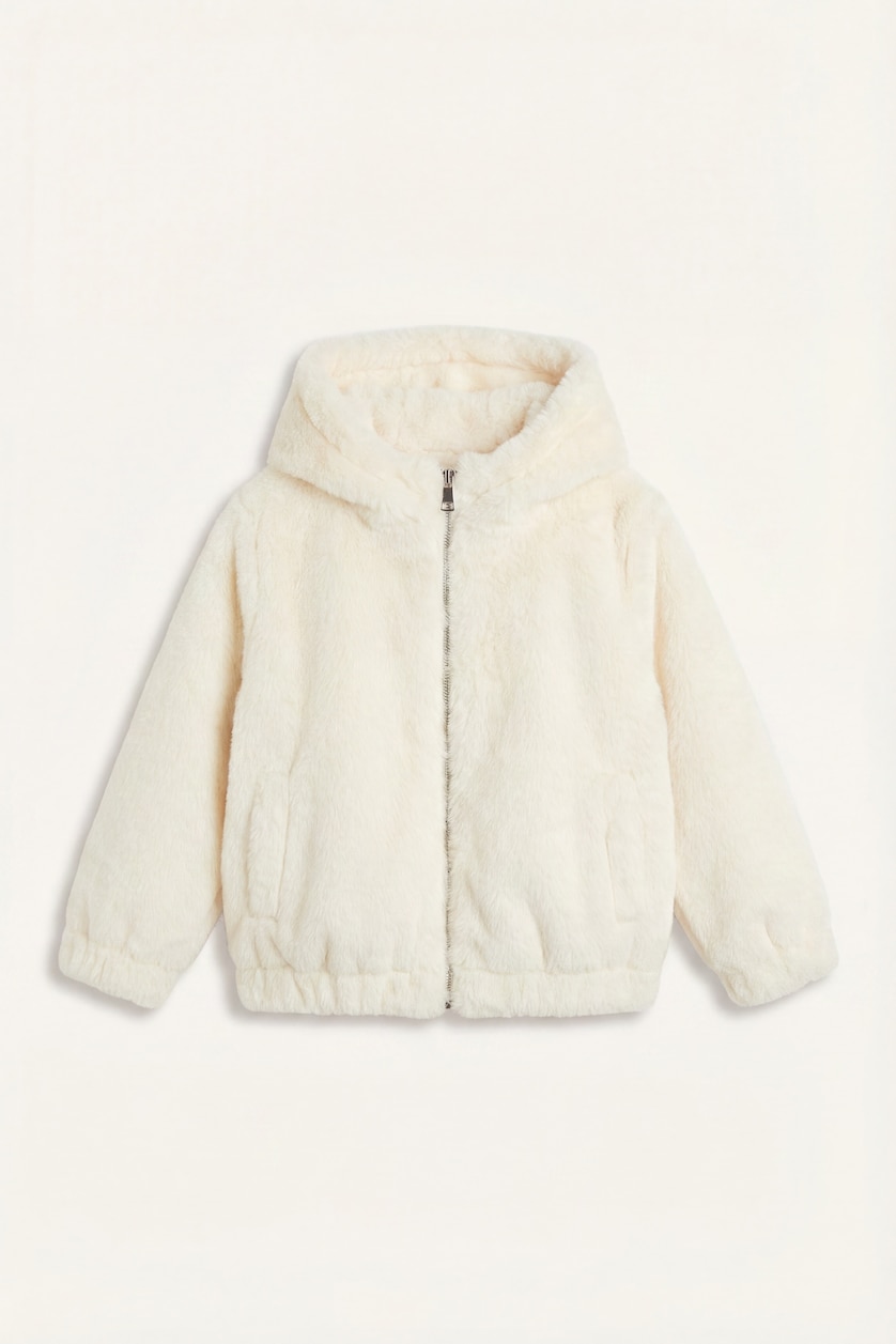 Baby Girls Ecru Baby Girl Hooded Puffer Jacket